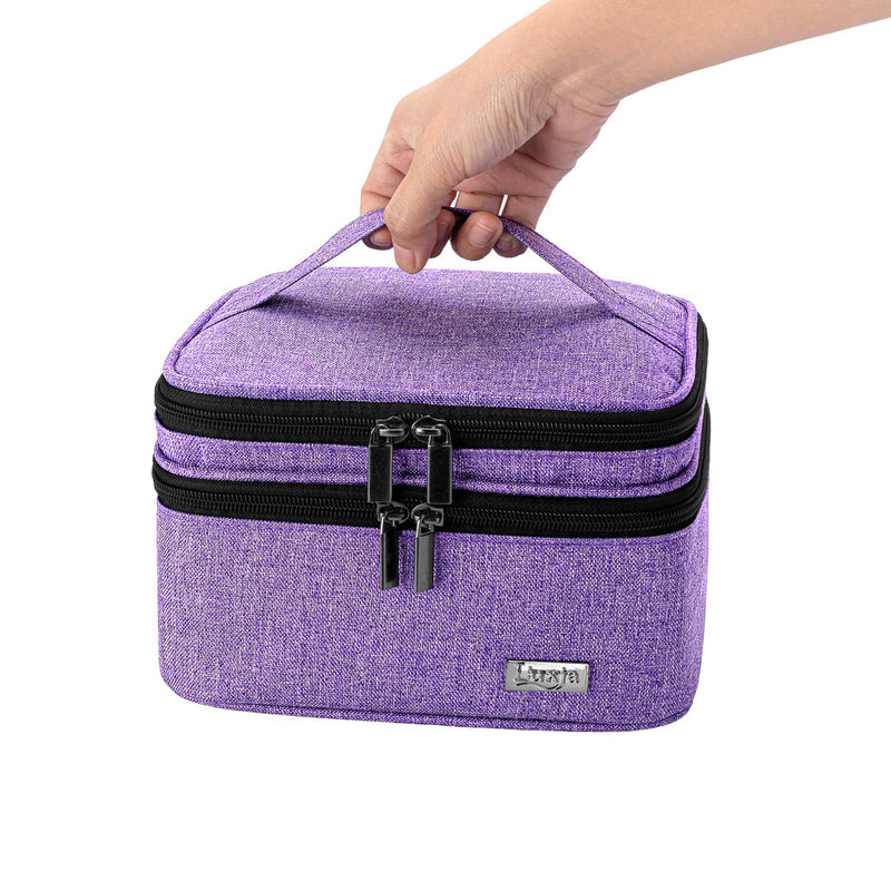 [Australia] - Luxja Essential Oil Carrying Case - Holds 30 Bottles (5ml-30ml, Also Fits for Roller Bottles), Double-Layer Organizer for Essential Oil and Accessories, Purple (Bag Only) Double-layer Bag: Fits for 30 bottles 