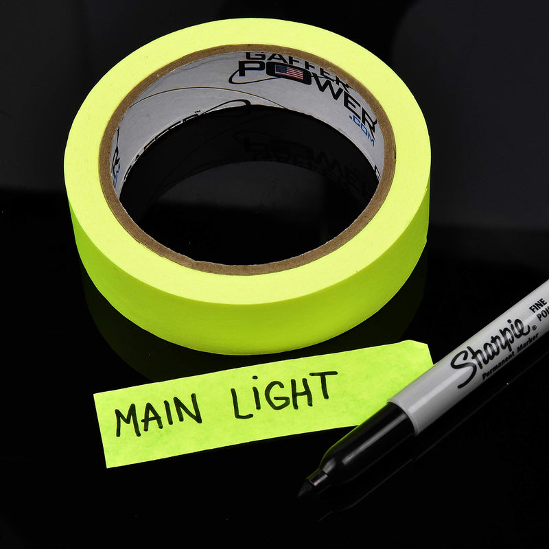 [Australia] - Labeling Tape - Fluorescent Yellow - Clean Removable Adhesive Tape | Console Tape for Light Control Board, DJ Mixing Board, Audio Mixer, Arts and Crafts, Office Products. 1"x20Yds Flu Yellow 