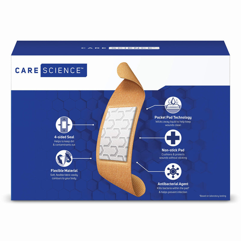 [Australia] - Care Science Antibacterial Fabric Adhesive Bandages, 200 ct Bulk Assorted Sizes | Flexible + Breathable Protection Helps Prevent Infection for First Aid and Wound Care 200 Count (Pack of 1) 