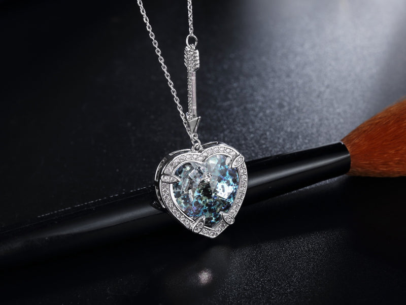 [Australia] - Mevecco Womens Girls "Cupit Heart" Fashion Pendant Cupid's Arrow Necklace with Swarovski Crystal in Gift Box A 