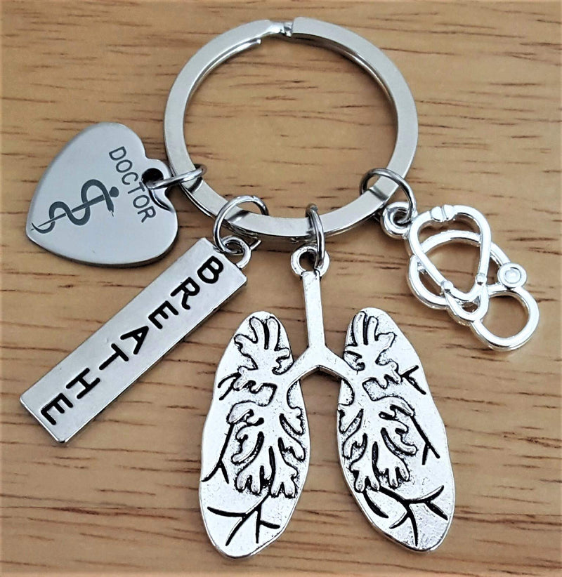 [Australia] - Lung Doctor Keychain, Doctor Keychain, Lung Keychain, Lung Specialist, Stethoscope, Anatomical Lung, Breathe, Pulmonary, Respiratory Therapist Gift, Lung Disease, Doctor Gift, Lung Doctor Key Ring 