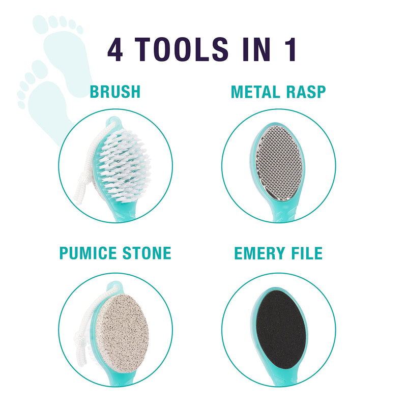 [Australia] - Simply Foot 4-in-1 Foot Paddle – Include Metal Foot Rasp, Pumice Stone, Foot Brush, and Abrasive Surface – Easy to Use Foot Care Tools for DIY Pedicures – Ideal for Men and Women 