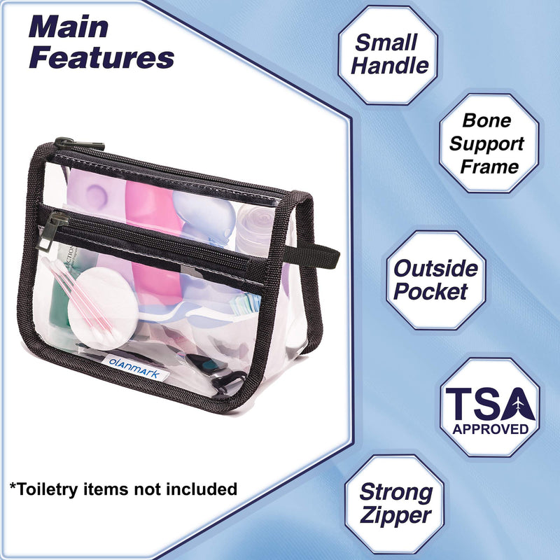 [Australia] - TSA Approved Clear Toiletry Bag with Pocket - Quart Size Bag for Airport, Camping or Gym 1pcs Black 