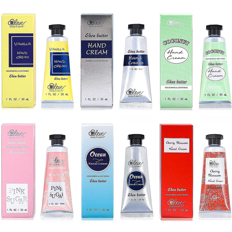 [Australia] - Shea Butter Hand Cream Set- Body & Earth Love Pack of 6 Advanced Repair Hand Cream for Rough&Dry Hands, Non-greasy 6 Plant Fragrances, Birthday Gifts for Women Mother's Day Shea Butter 