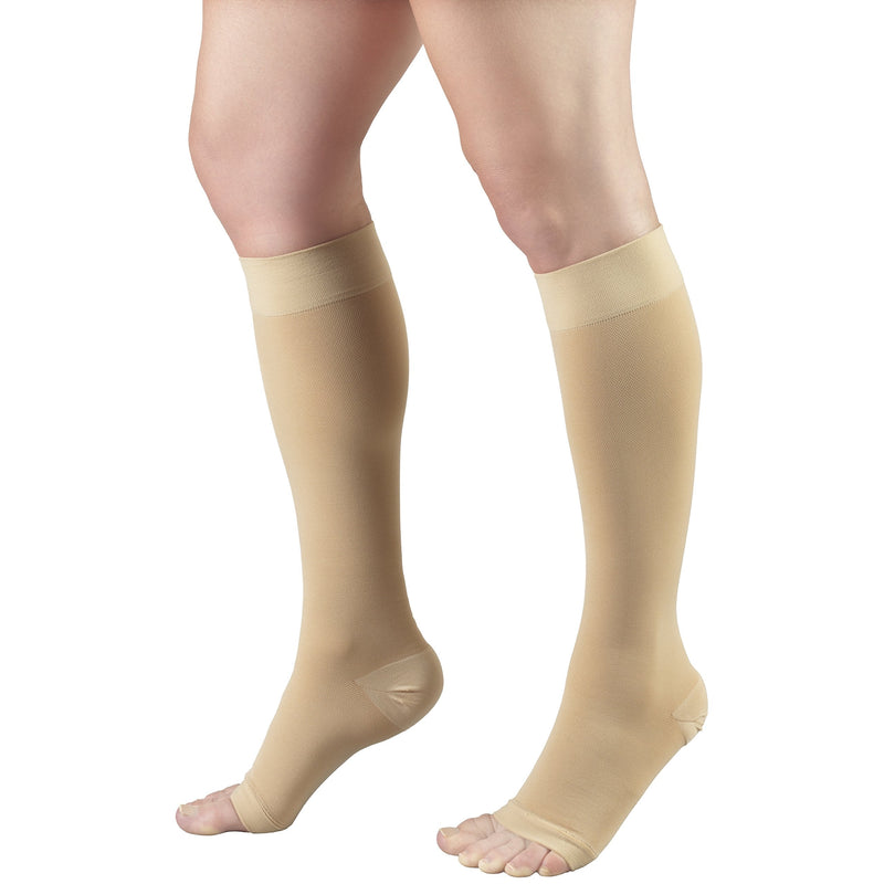 [Australia] - Truform 30-40 mmHg Compression Stockings for Men and Women, Knee High Length, Open Toe, Beige, Medium Medium (1 Pair) 