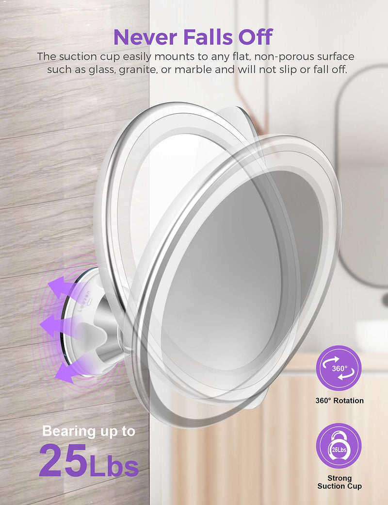 [Australia] - Upgraded 10x Magnifying Lighted Makeup Mirror with Touch Control LED Lights, 360 Degree Rotating Arm, and Powerful Locking Suction Cup, Portable Magnifying Mirror for Home, Bathroom Vanity, and Travel 