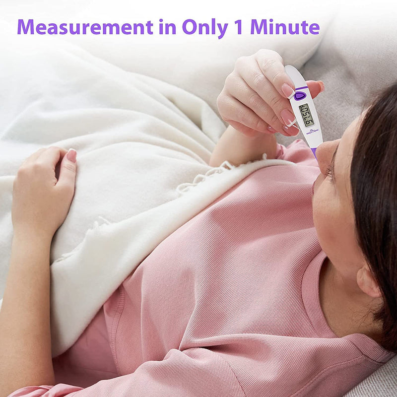 [Australia] - Easy@Home Basal Body Thermometer: BBT for Fertility Prediction with Memory Recall- Accurate Digital Basal Thermometer for Temperature Monitoring with Premom App - EBT-018 Purple 