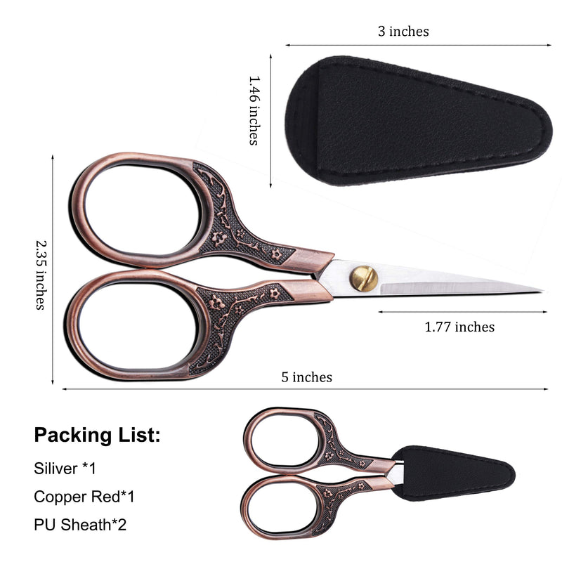 [Australia] - KISTARCH 2pcs Haircut Scissors,5inches Stainless Steel Vintage Precision Hair Cutting Scissors , Multi-Purpose Hair Cutting Shears for Hair trimming,Facial Haircut,Beard,Moustache,Eyebrow,Eyelash etc. 