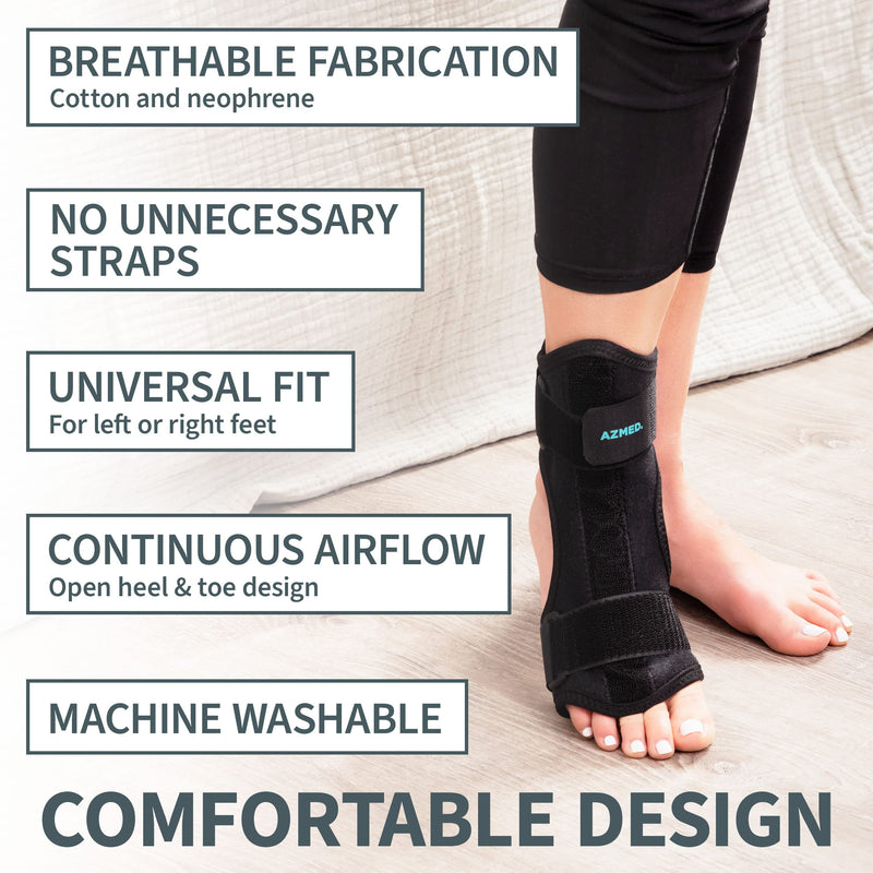[Australia] - AZMED 2020 Plantar Fasciitis Night Splint [Lightweight & Breathable], Adjustable Foot Drop Brace, Heel, Ankle & Achilles Tendonitis Relief, Arch Pain Support, Easy to Wear, Fits Most Feet Types, Black 