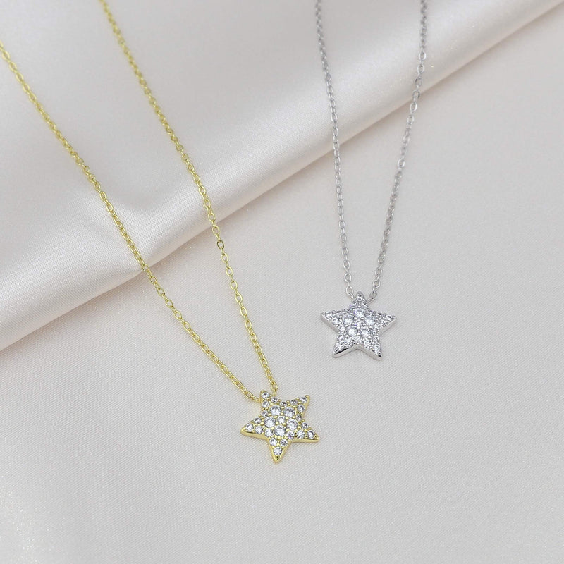 [Australia] - 18K Gold Star Necklace for Women - CZ Star Pendant Necklace - Dainty Necklace - Simple Necklace - Layered Necklace 