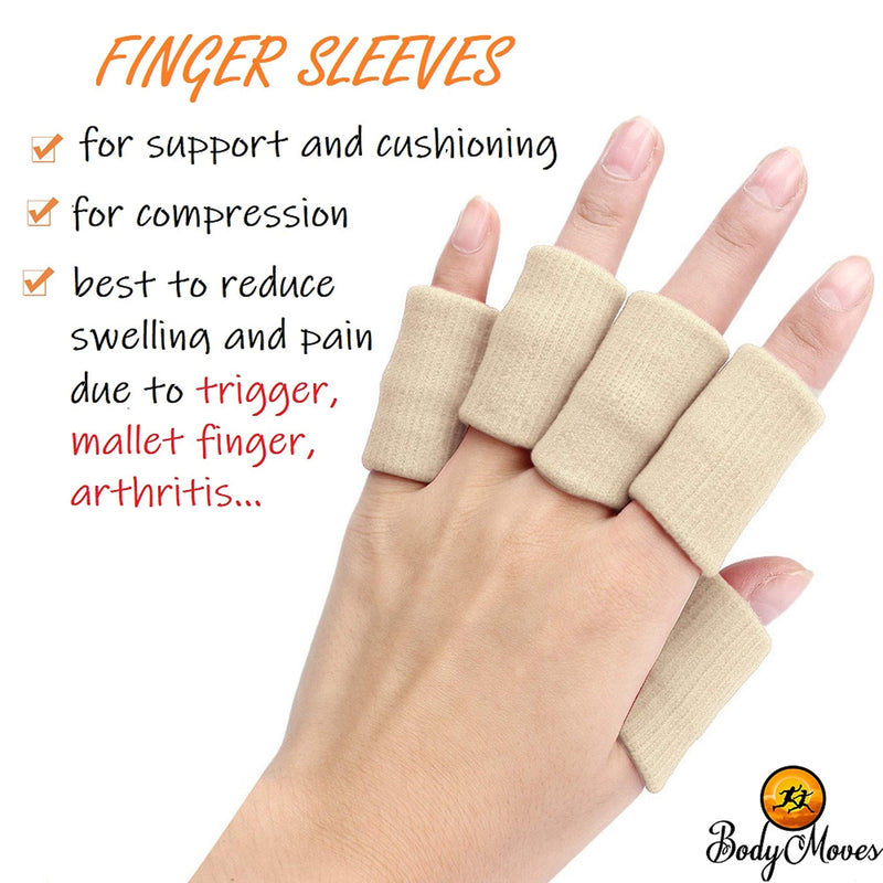 [Australia] - BodyMoves 2 Double Sided Solid Support Finger Splints Plus 2 Sleeves 2020 Edition(Desert Sand) Desert Sand 