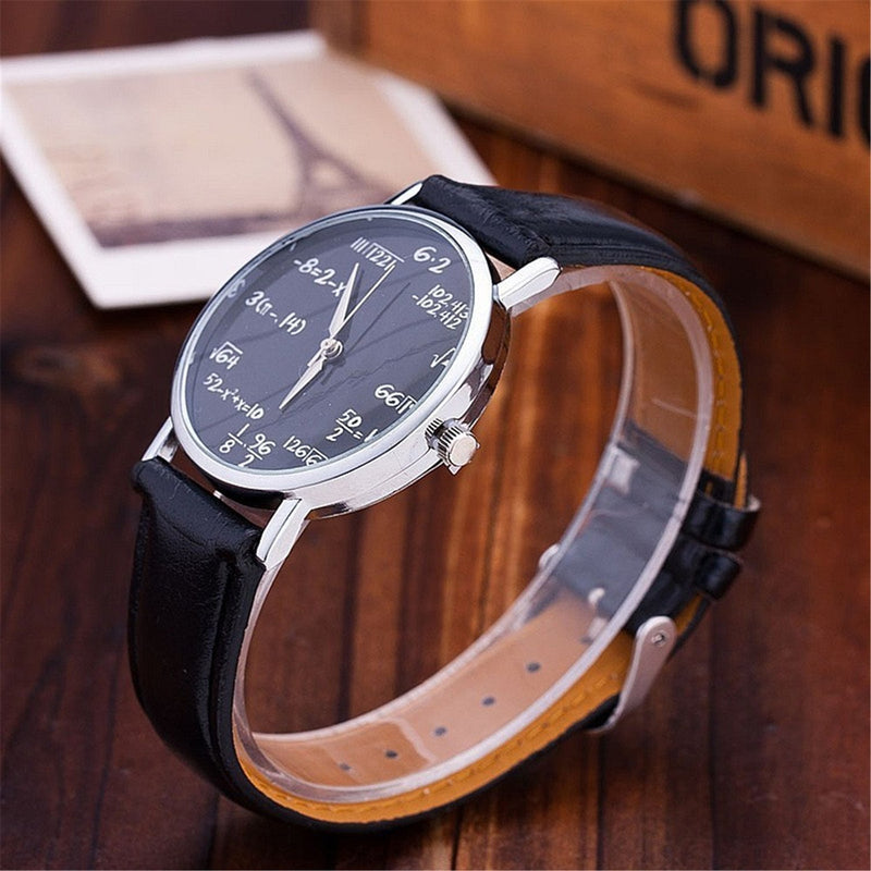 [Australia] - Mixe Fashion Formula Math Equation Star Collection Moon Eclipse Solor Space Unisex Teen Students Quartz Casual Leather Watch ME44 Black 