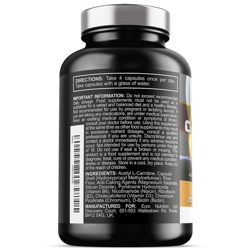 [Australia] - Acetyl L Carnitine Capsules - 2000mg Acetyl L-Carnitine x 30 Servings - Carnitine Plus 6 Added Nutrients (120 Vegetarian Capsules) 120 Count (Pack of 1) 