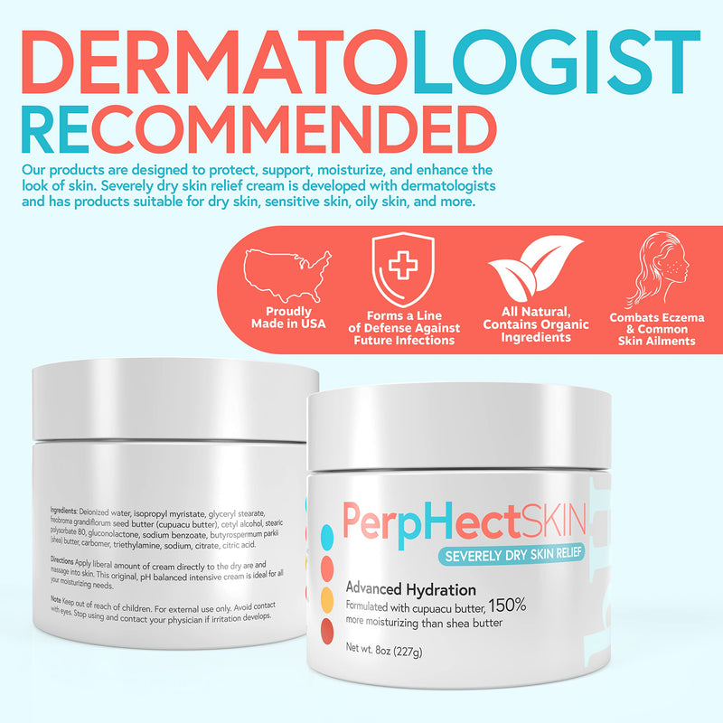 [Australia] - Severely Dry Skin Relief Cream with Cupuacu Butter, Shea Butter, Fragrance-Free, Lightweight, Long Lasting Moisturizer for Body & Face, Paraben-, Sulfate, Petrochemical-Free, Face Moisturizer, Face Cream, 8 Oz 