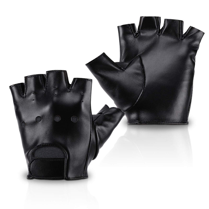 [Australia] - Accmor Kids PU Leather Fingerless Gloves, Kids Sports Gloves, Kids Cycling Gloves for 4-8 Years Old Kids, Boys, Girls Black 