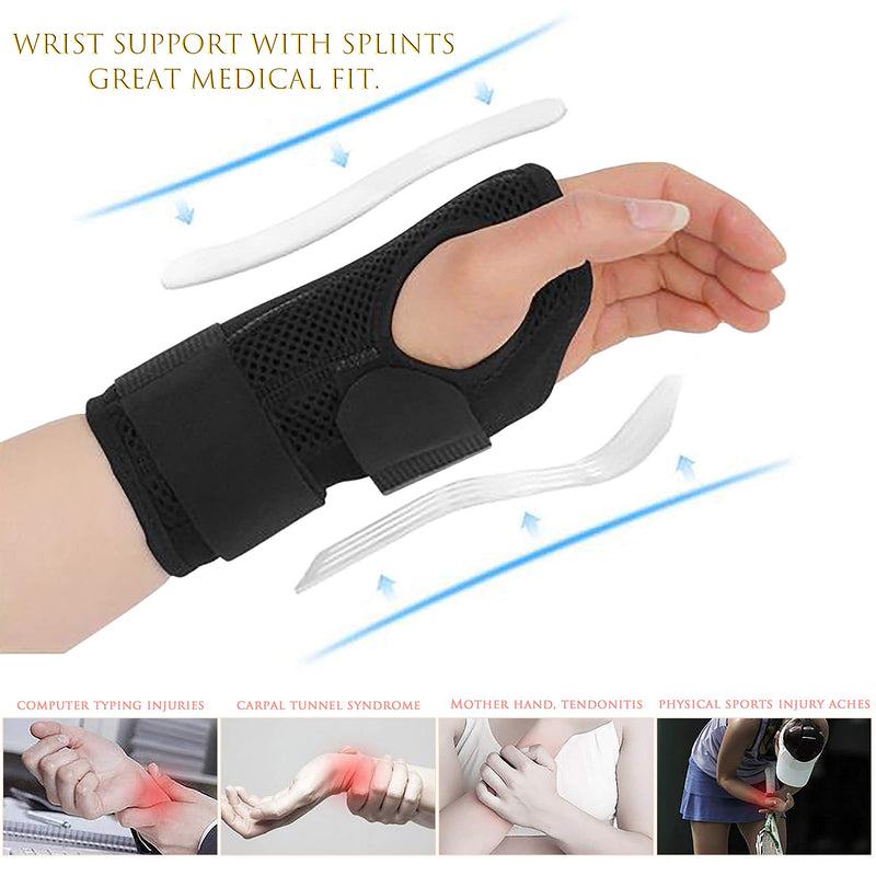 [Australia] - HiRui Wrist Brace Wrist Support with Splints for Men Women Kids, Compression Hand Support for Carpal Tunnel Arthritis Tendonitis Sprain Recovery Wrist Pain Relief, Fits Day&Night (Black-Right Hand, S) Black-Right Hand Small 