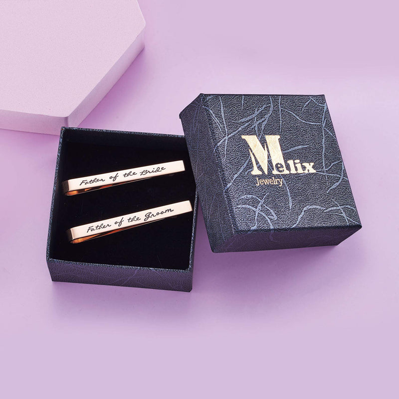 [Australia] - Melix Home Father of The Groom Father of The Bride Gifts Tie Clip Wedding Tie Clip Set Stainless Steel Tie Bar Wedding Party Day Present for Man Set of 2 Rose Gold 