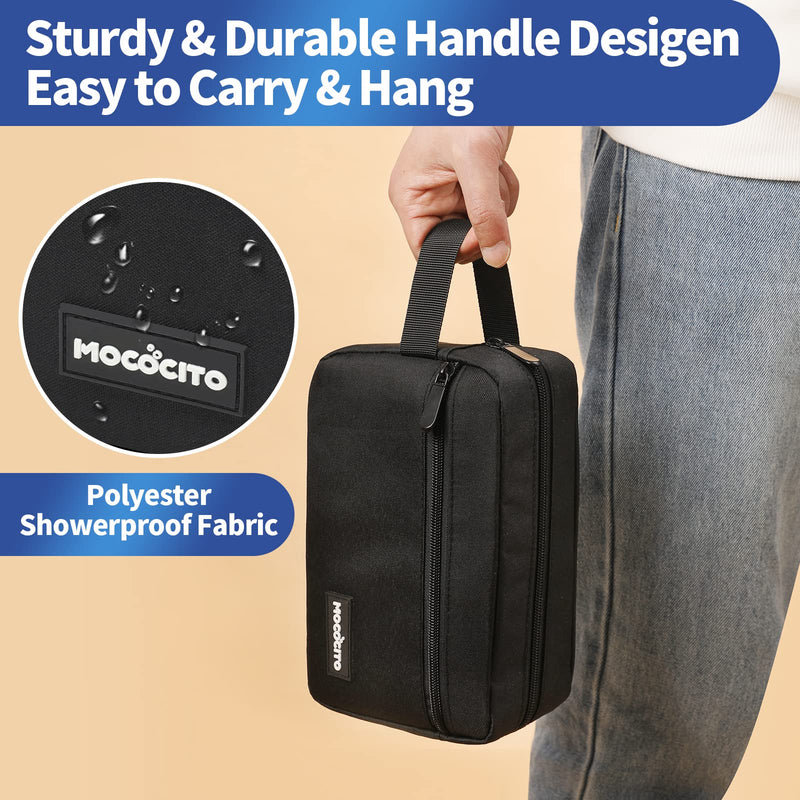 [Australia] - Toiletry Bag Men Travel Toiletry Bag Hanging Toiletries Bag Unisex Small Wash Bag Toiletries Cosmetic Organizer Bag Gym Shaving Shower Bathroom Bag (Black) Black 