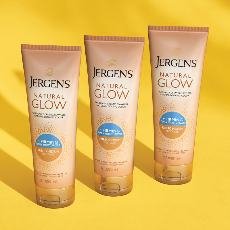 [Australia] - Jergens Natural Glow +FIRMING Self Tanner, Sunless Tanning Lotion for Fair to Medium Skin Tone, Anti Cellulite Firming Body Lotion for Natural-Looking Tan, 7.5 Ounce +Firming Daily Moisturizer, Fair to Medium, 7.5 Ounce 