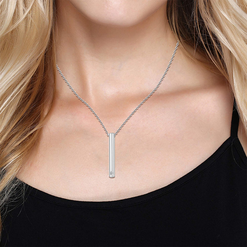 [Australia] - Milacolato 2 pcs Cremation Urn Pendant Necklace for Memorial Black Stainless Steel with CZ Necklace Ashes Jewelry Keepsakes Mixed Set-Silver 