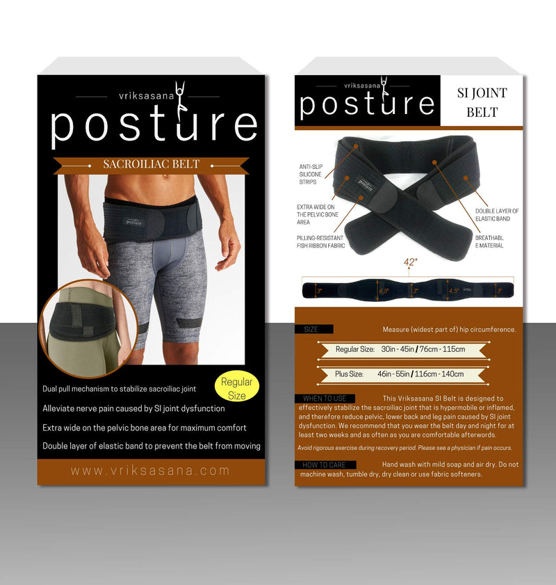 [Australia] - Vriksasana Si Belt for Men and Women That Treat Sciatica, Including Pelvic, Back and Leg Pain Nerve Pain, Stabilize Sacroiliac Joint | Trochanter Brace | Anti-Slip and Pilling-Resistant (REGULAR SIZE) Regular 