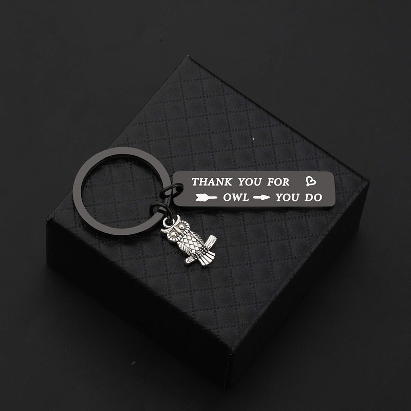 [Australia] - TIIMG Owl Gift Thank You Gift Appreciation Gift Thank You for All You Do Owl Keychain for Nurse Babysitter Social Worker Volunteer Teacher Coach Thank you for owl black 