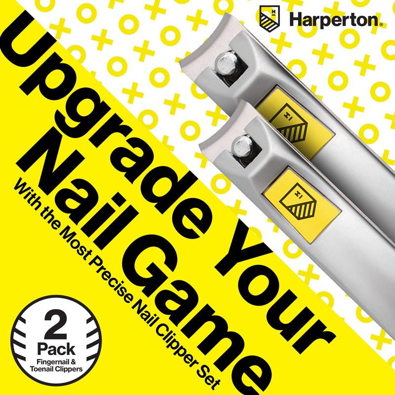 [Australia] - Harperton Nail Clippers Set - 2 Pack Stainless Steel, Professional Fingernail & Toenail Clippers for Thick Nails 