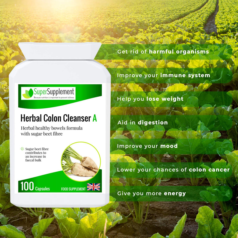 [Australia] - Herbal Colon Cleanse Detox Healthy Bowels Formula Digestion Support Supplement (100 Capsules) Sugar Beet Fiber Vitamin Suitable for Vegetarian and Vegans 