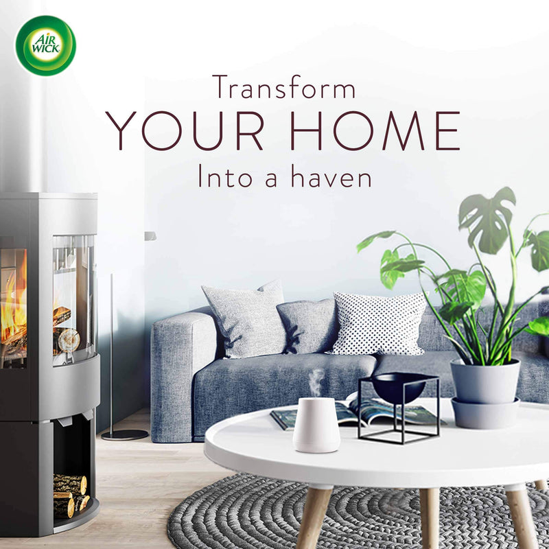 [Australia] - Airwick Essential Mist Kit, Essential Oil Diffuser Air Freshener for Aromatherapy, Balancing Peony & Jasmine (1 x Diffuser and 1 x Refill), Lasts Up to 45 Days 