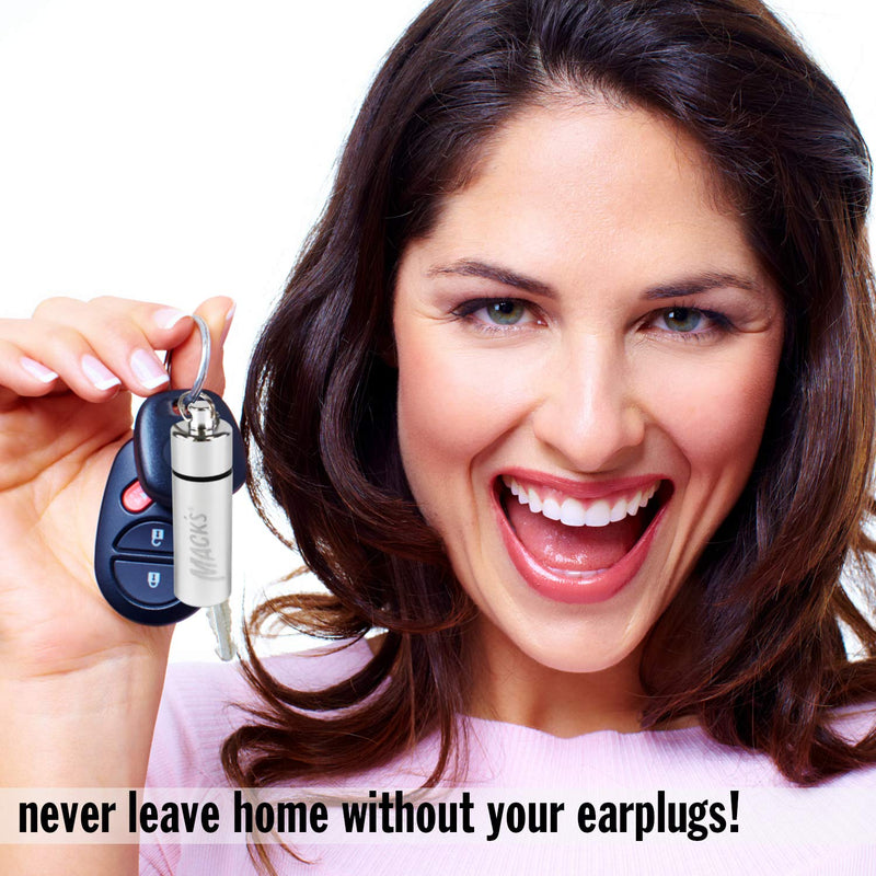 [Australia] - Mack’s Keychain Carrying Case, Aluminum, Waterproof Ear Plugs Holder – 2 Pack (Silver) Silver 