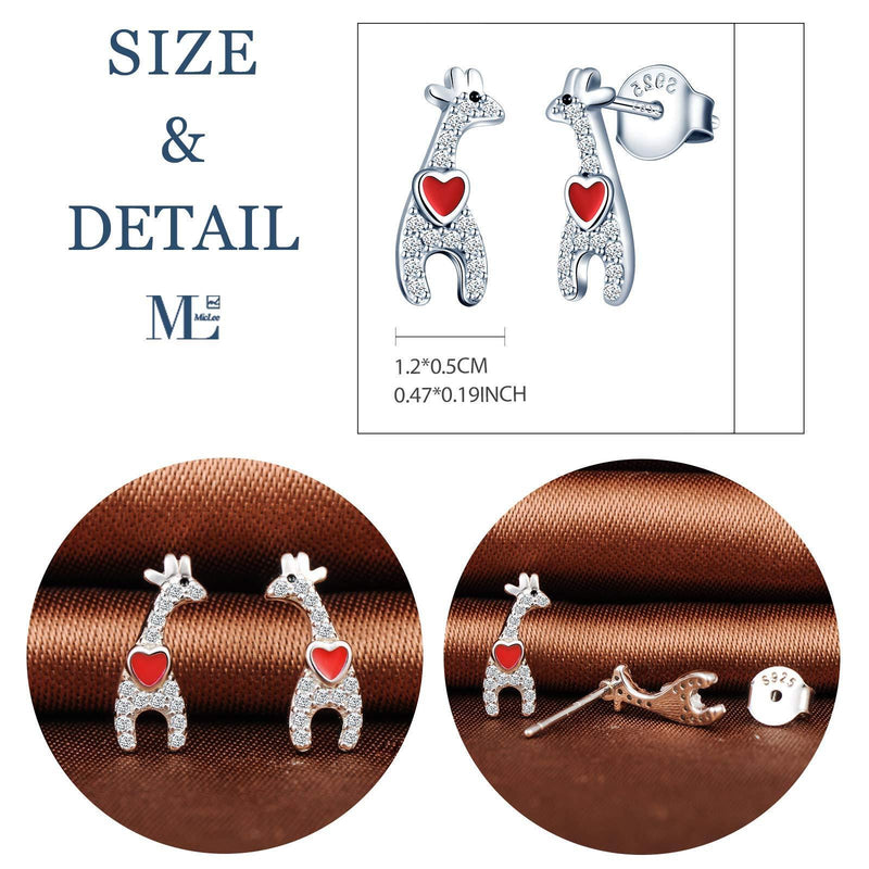 [Australia] - MicLee Woman's girl's Earrings, 925 Sterling silver earrings, mini giraffe earrings studs, cute and elegant, Inlaid zircon, gift for Birthday, Valentine's Day and Christmas 