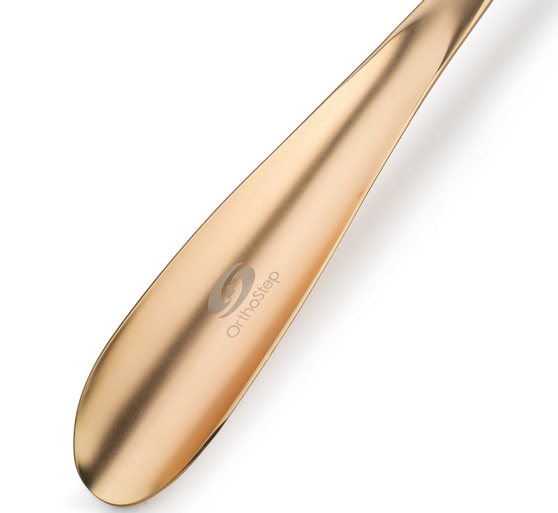 [Australia] - OrthoStep Shoe Horn Long Handle Metal 24 inch - Durable and Sturdy for Shoes and Boots Antique Brushed Brass 