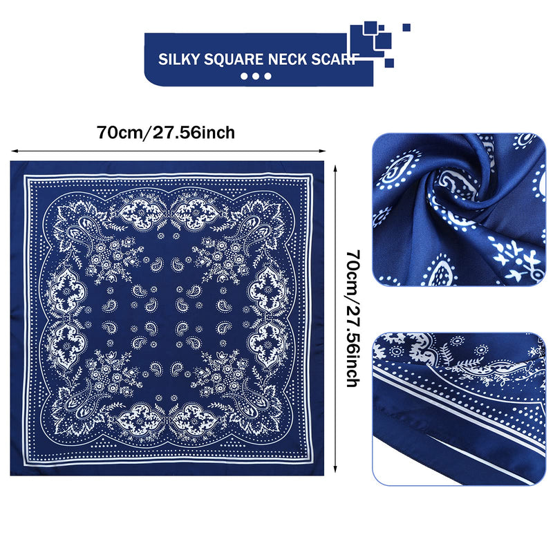 [Australia] - 6 Pieces Silk Feel Satin Head Scarves Square Satin Wraps Neck Hair Head Scarf Night Sleeping Scarfs for Woman, 27.5 x 27.5 inches 