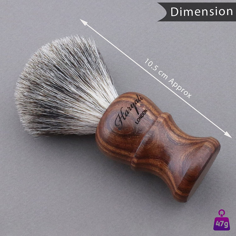 [Australia] - Haryali London Shaving Brush Super Badger - Wooden Mens Shaving Brush for Luxurious Lather - Long Lasting with No Bristle Loss - Ecofriendly Finish Brown 