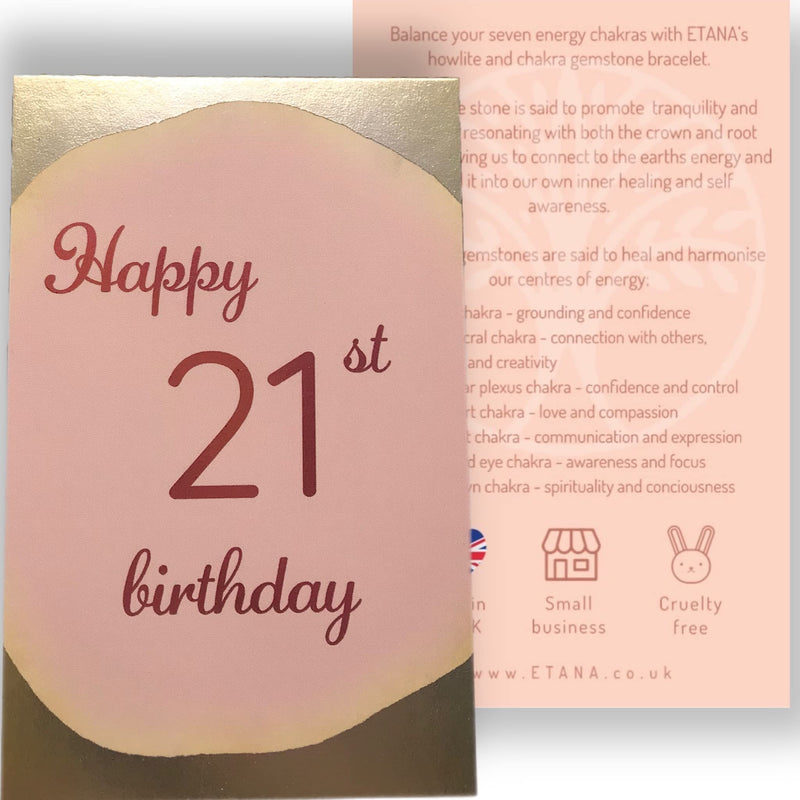 [Australia] - ETANA 21st Birthday Gifts for Her, Chakra Bracelets for Women with Howlite Healing Crystals, Anxiety Relief Spiritual Gift, Mindfulness Presents Howlitte 