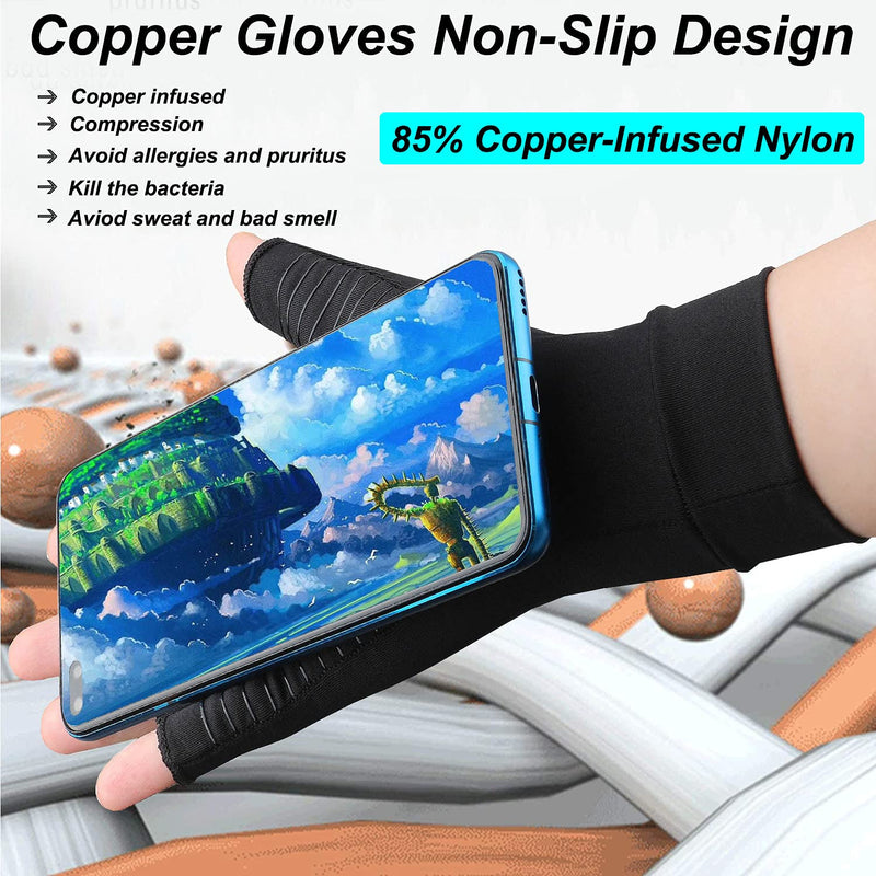 [Australia] - 2 Pairs Copper Compression Arthritis Gloves,Compression Gloves for Men and Women, Pain Relief and Healing for Arthritis, Carpal Tunnel, Typing and Daily Work (Black, Medium-2 Pairs Pack) Black Medium (2 Pair) 