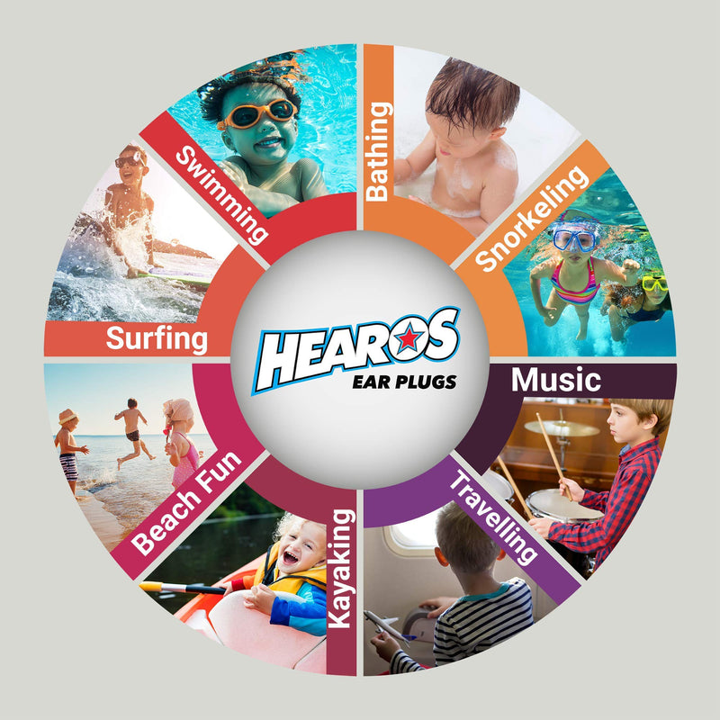 [Australia] - HEAROS Reusable Kids Ear Plugs for Swimming - Floating Silicone Putty, One Size Fits All Mouldable for Ultimate Comfort, Waterproof to Prevent Swimmers Ear, 6 Pairs with Case NRR 22 Hearing Protection 