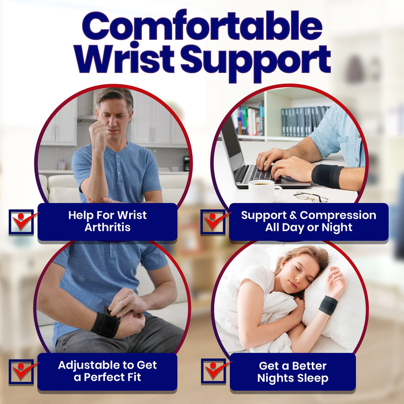 [Australia] - Wrist Wraps for Wrist Tendonitis - Wrist Support for Carpal Tunnel Pain Relief. Ganglion Cyst Wrist Brace or Carpal Tunnel Wrist Splint - 2 Wrist Wraps for Weightlifting Women Men Left & Right Hands Fits Most 