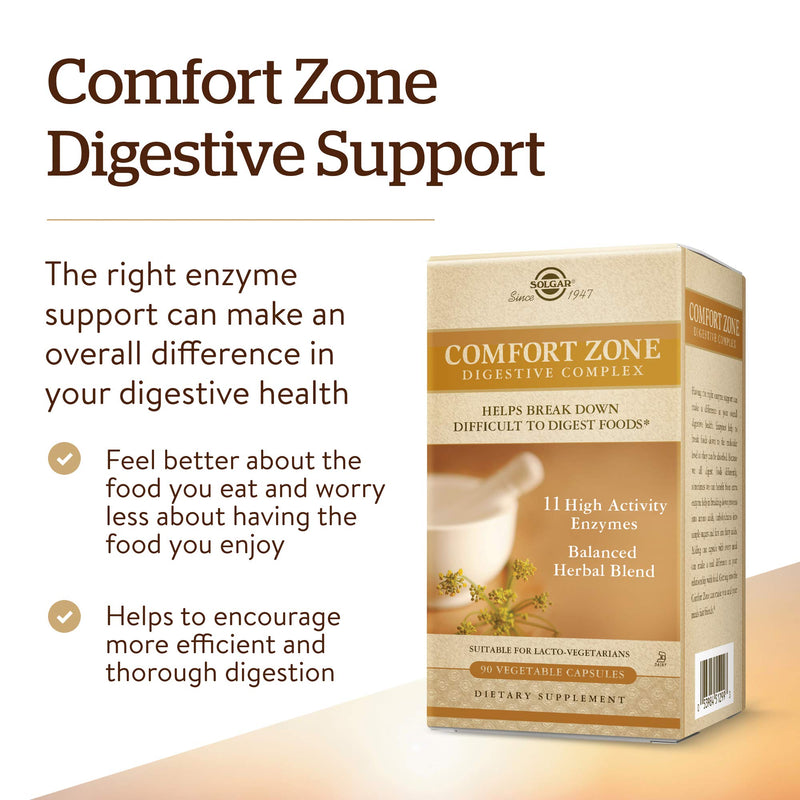 [Australia] - Solgar Comfort Zone Digestive Complex, 90 Vegetable Capsules - Enzymes for Digestion - Support The Body’s Natural Digestive Process - Break Down Difficult To Digest Foods - Kosher - 90 Servings 