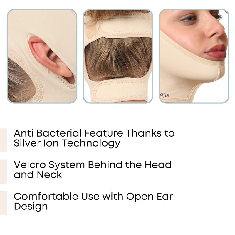 [Australia] - Post Surgical Chin Strap Bandage for Women - Neck and Chin Compression Garment Wrap - Face Slimmer, Jowl Tightening, Chin Lifting (Medium (Pack of 1)) Beige Medium (Pack of 1) 