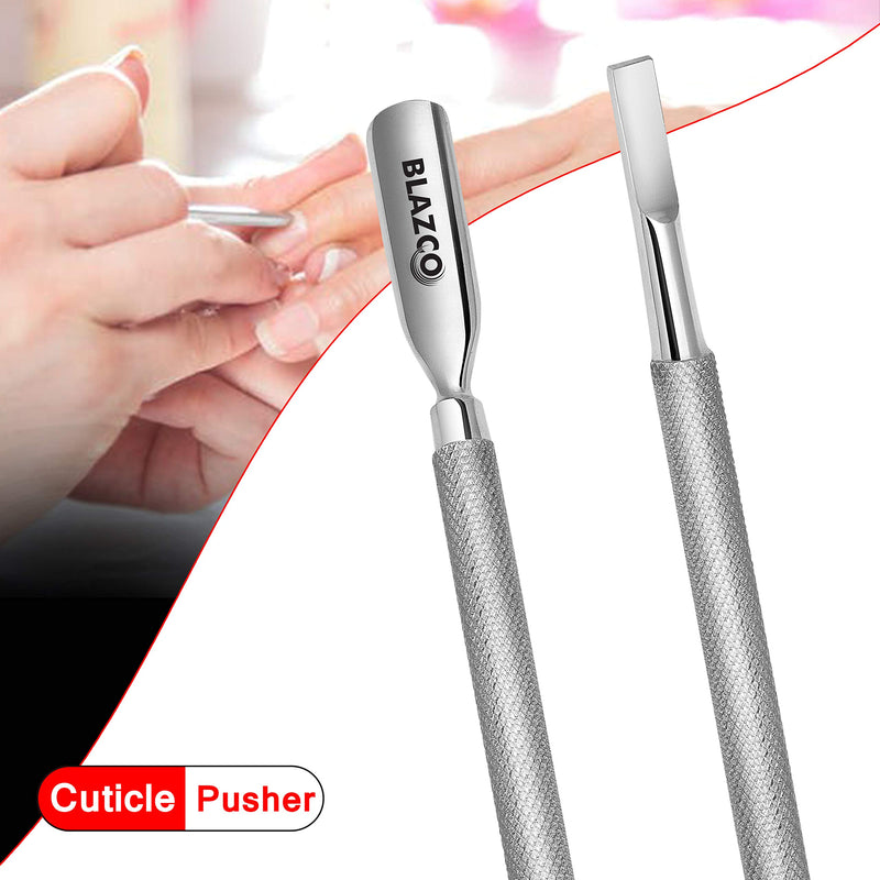 [Australia] - Blazco Cuticle Pusher- Professional Grade Stainless Steel Cuticle pusher and cutter - Durable Manicure and Pedicure Tool For Finger and Toe Nails Perfect Nail Pusher Cuticle Remover 