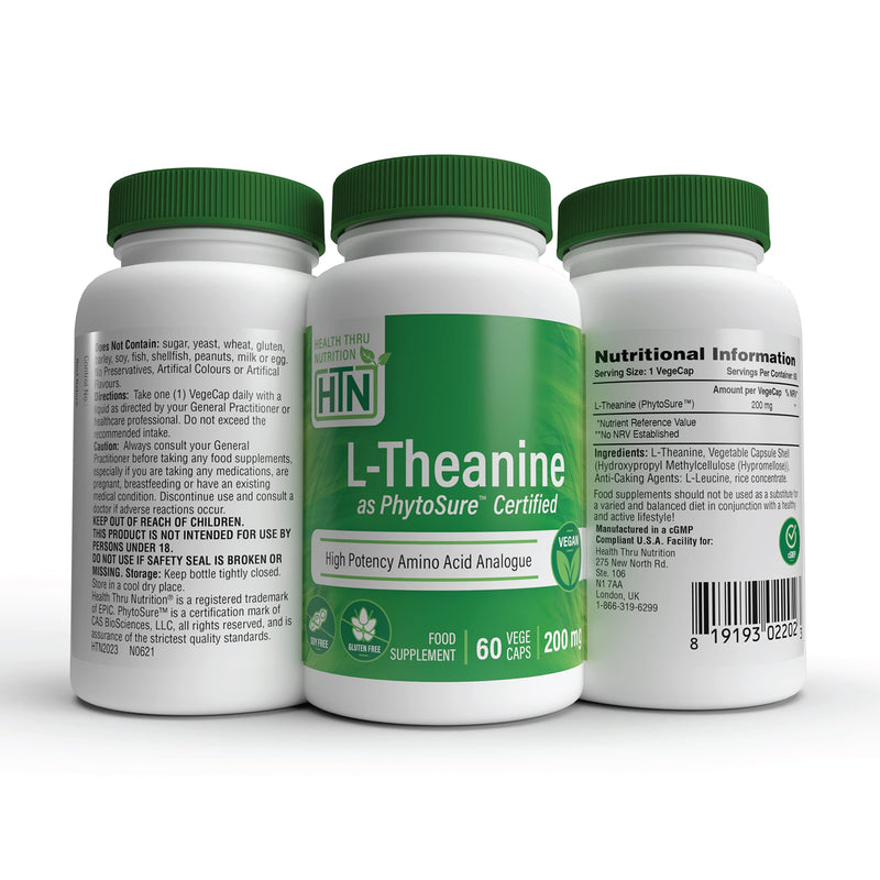 [Australia] - Health Thru Nutrition L Theanine 200mg Double Strength Nootropics & Brain Health Supplement | Clean Label Formula - 60 Vegan Capsules 