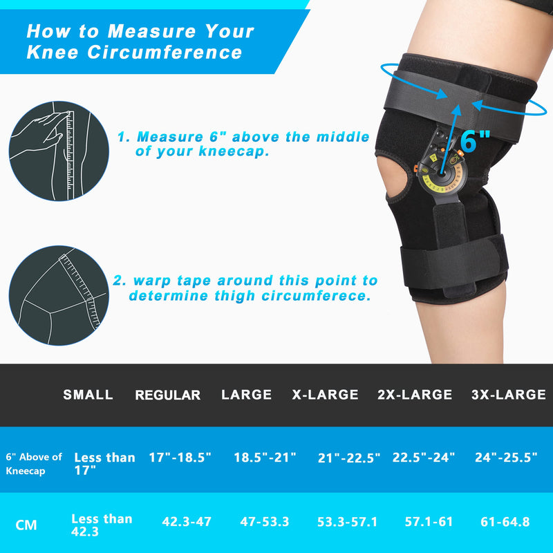 [Australia] - Nvorliy Hinged ROM Knee Brace Adjustable Knee Immobilizer Support for Arthritis, ACL, PCL, Meniscus Tear, Osteoarthritis, Post OP Recovery - Leg Stabilizer for Men & Women Regular 