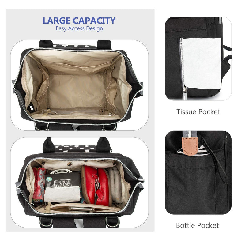 [Australia] - Nappy Bag Large Capacity Multi-Function Diaper Bag Waterproof Travel Backpack Nappy Tote Bags for Baby Care Stylish and Durable with 3 Insulated Pockets Changing Mat Stroller Strap Ld 29 Black 