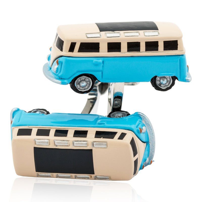 [Australia] - Cuff-Daddy Camper Surfer Surf Surfing Bus Cufflinks Blue with Presentation Box 