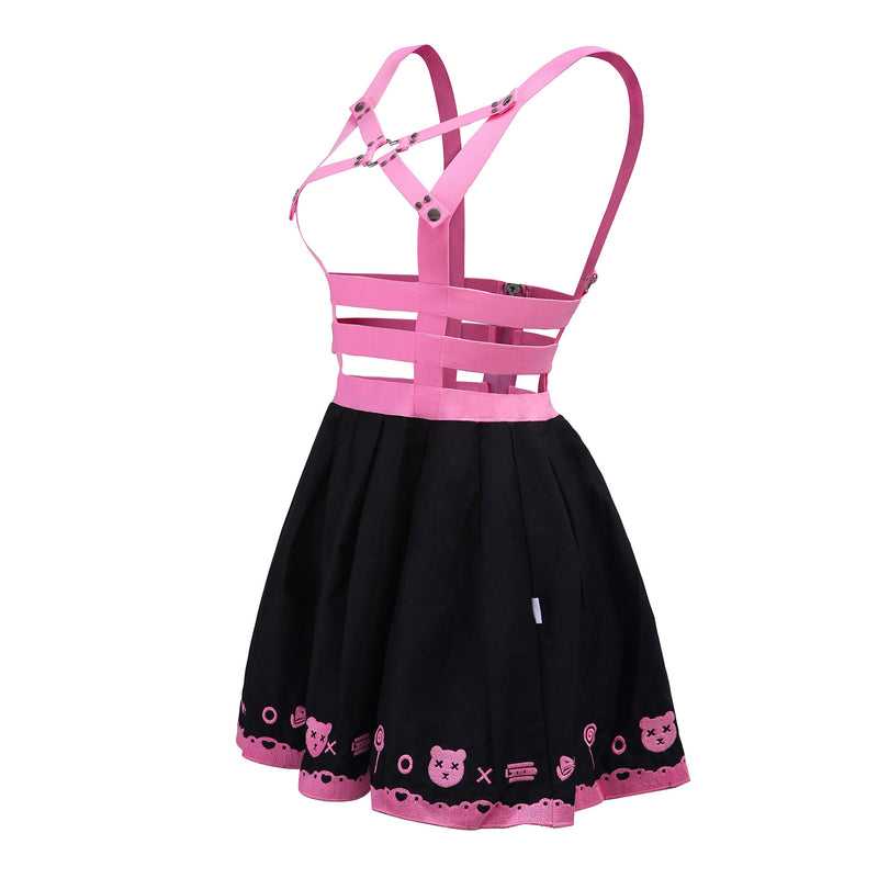 [Australia] - Littleforbig Overall Skirt Romper – Bondage Bunny and Bear Overall Skirt X-Small Pink 