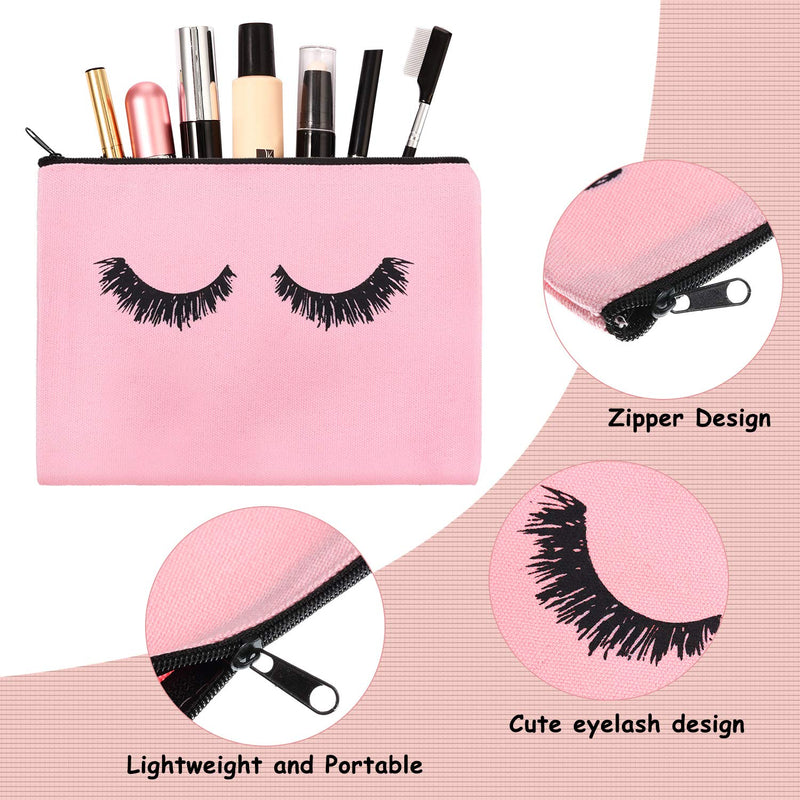 [Australia] - 18 Pieces Eyelash Cosmetic Bags Canvas Lash Makeup Bag Travel Make up Pouches Toiletry Bag with Zipper for Women and girls (M, Pink) M 
