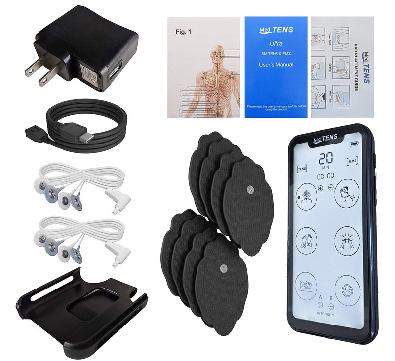 [Australia] - MedTens Tens Unit EMS Muscle Stimulator Touchscreen Rechargeable Tens Machine Device 24 Massage Modes 8 Large Replacement Pads Dual Channel Pain Relief Therapy Pulse Therapy Device 
