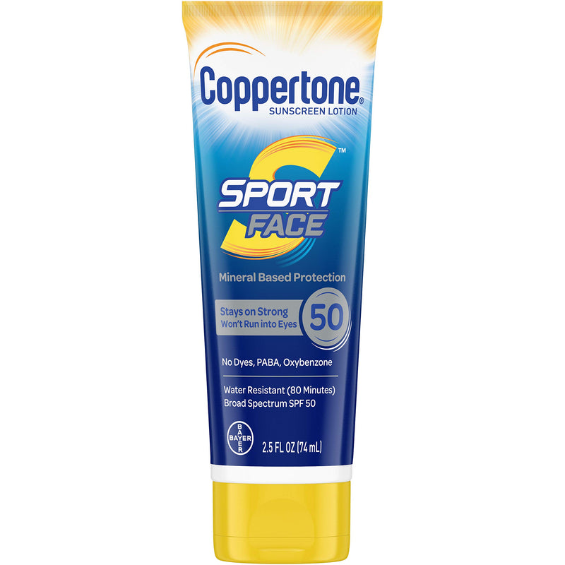 [Australia] - Coppertone Sport Clear SPF 50 Sunscreen Lotion, 5 Oz + Sport Face SPF 50 Sunscreen Lotion, 2.5 Oz, 7.5 Fl Oz 