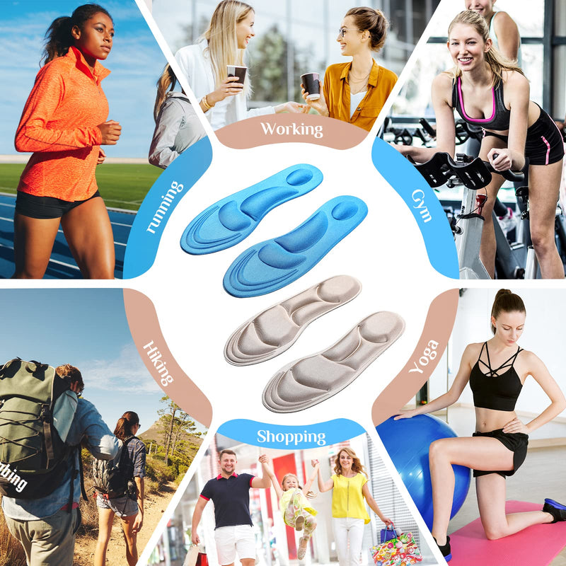 [Australia] - Shoe Insoles Women 4 Pairs Arch Support Insoles Breathable High Heel Inserts Cushion Inserts Shoes Pads Insole 5D Sponge Barefoot Comfort Insoles for Massaging Arch Pain Feet Sore Relief 